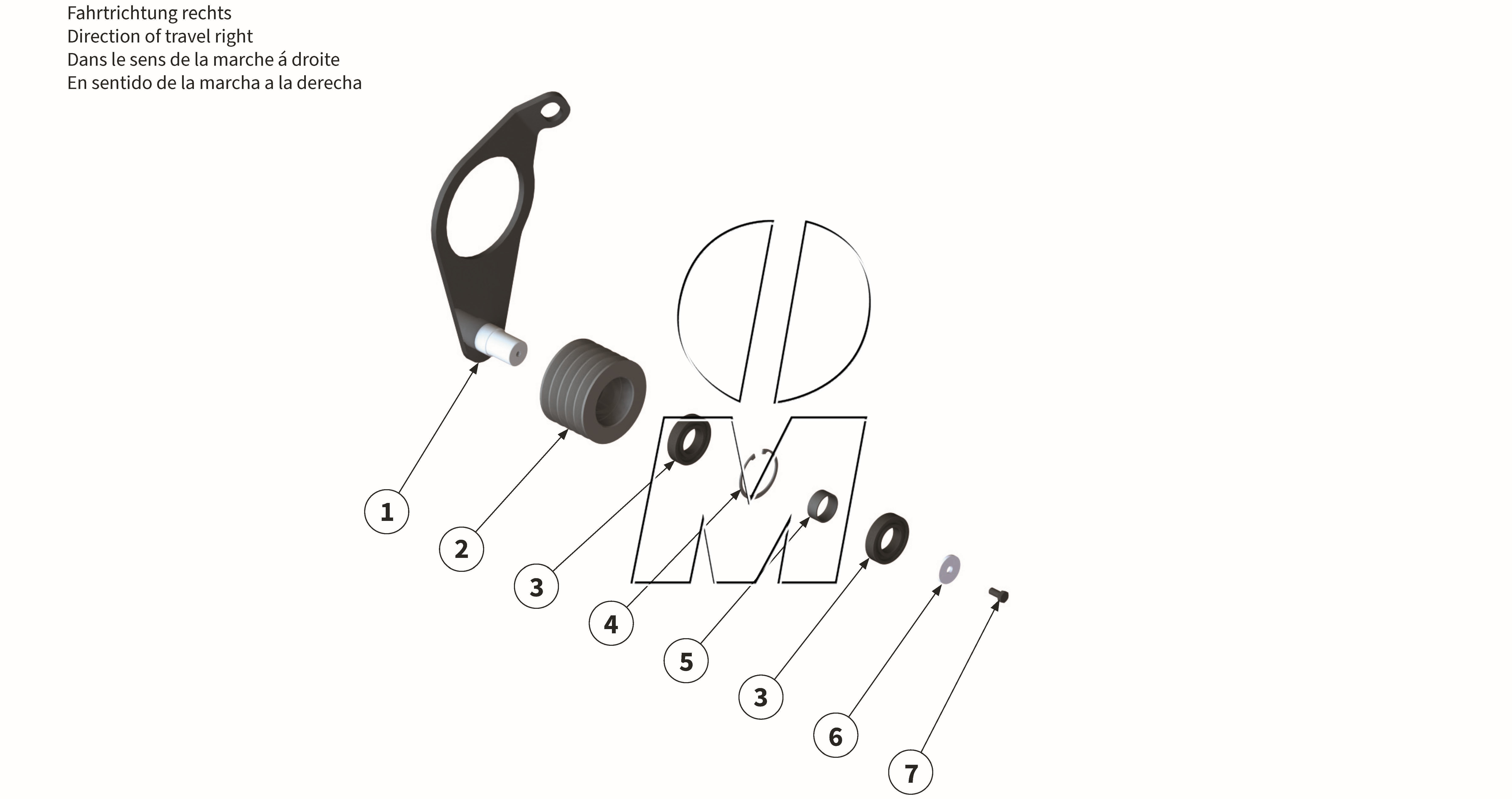 Zeichnung 13: Riemenspanner rechts Einzelteile (P_MF_ET_24_WEL)