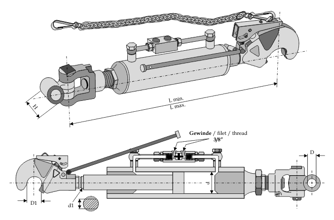 Hydraulikoberlenker pass. für FIAT NEW HOLLAND Kat. 2