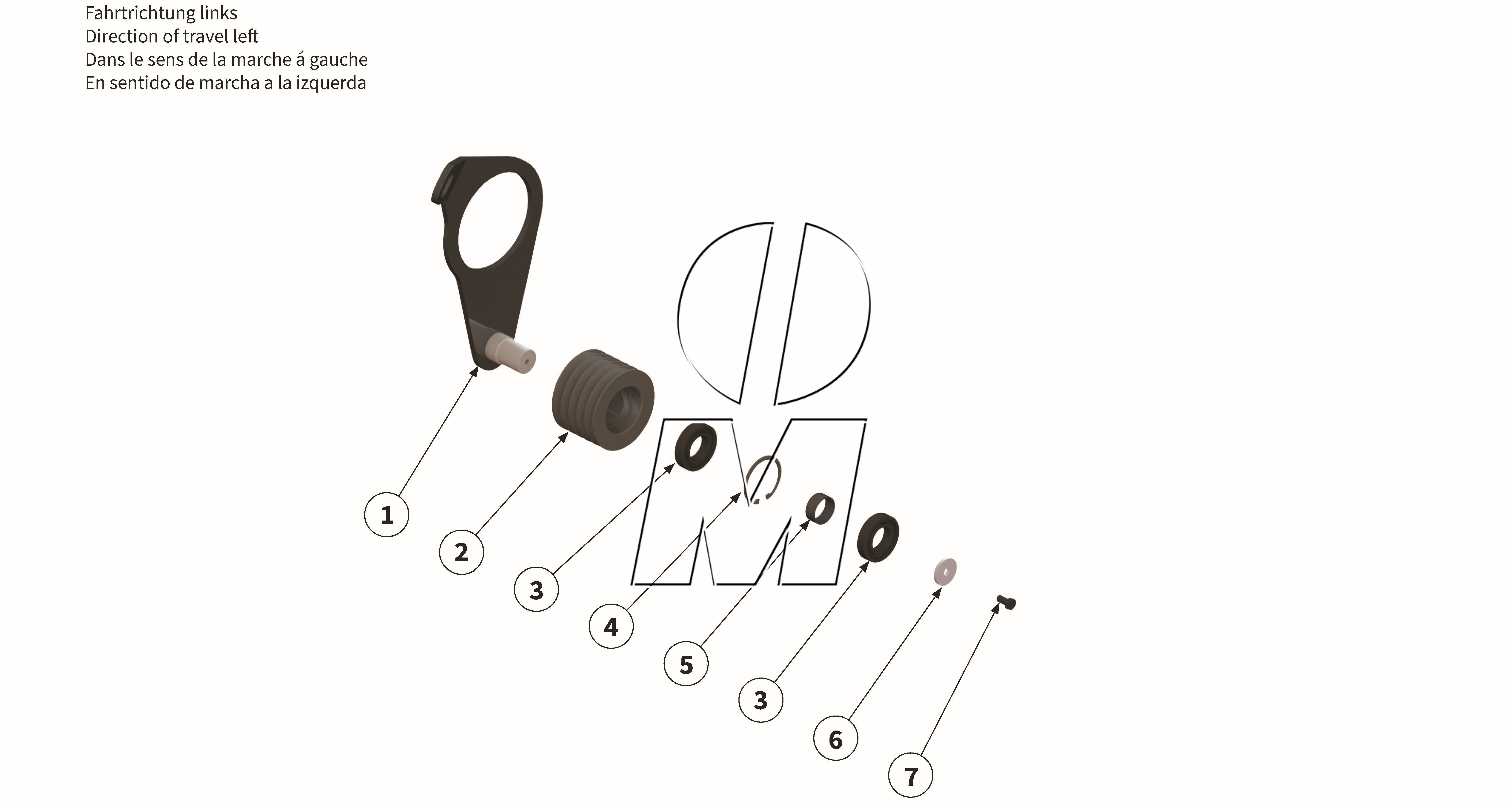 Zeichnung 14: Riemenspanner links Einzelteile (P_MF_ET_24_WEL)