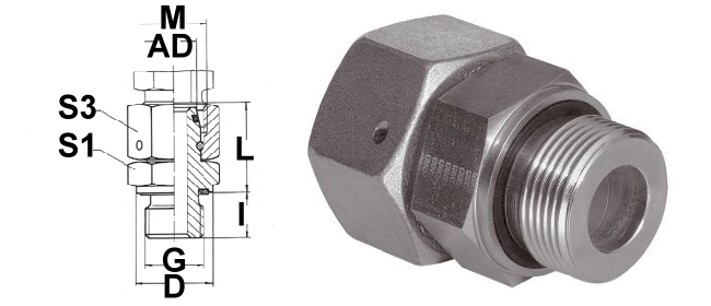 Einschraubstutzen mit Dichtkegel SW 19