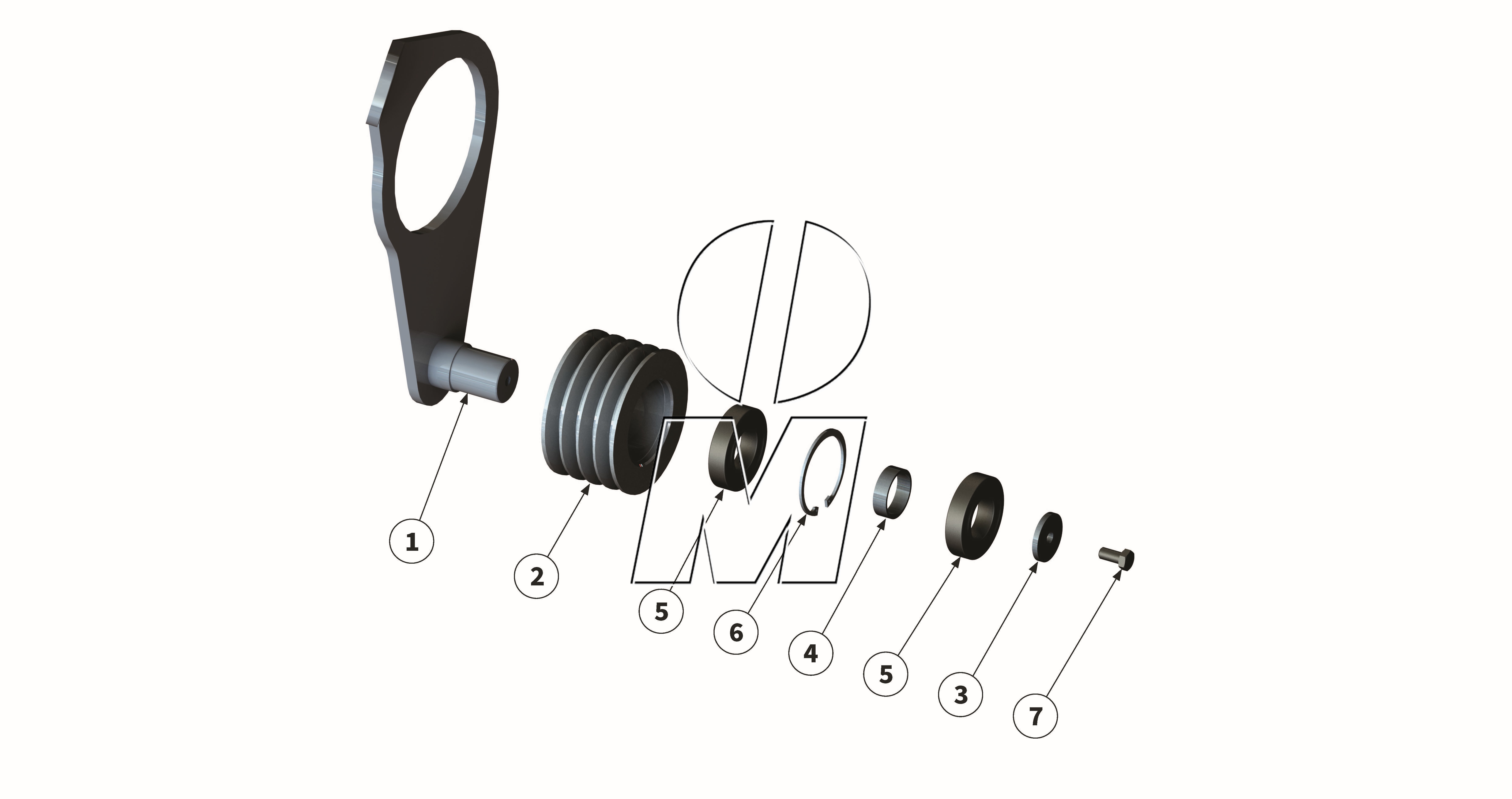 Zeichnung 07: Riemenspanner Einzelteile (P_VS_ET_24_WEL)