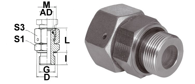 Einschraubstutzen mit Dichtkegel SW 22